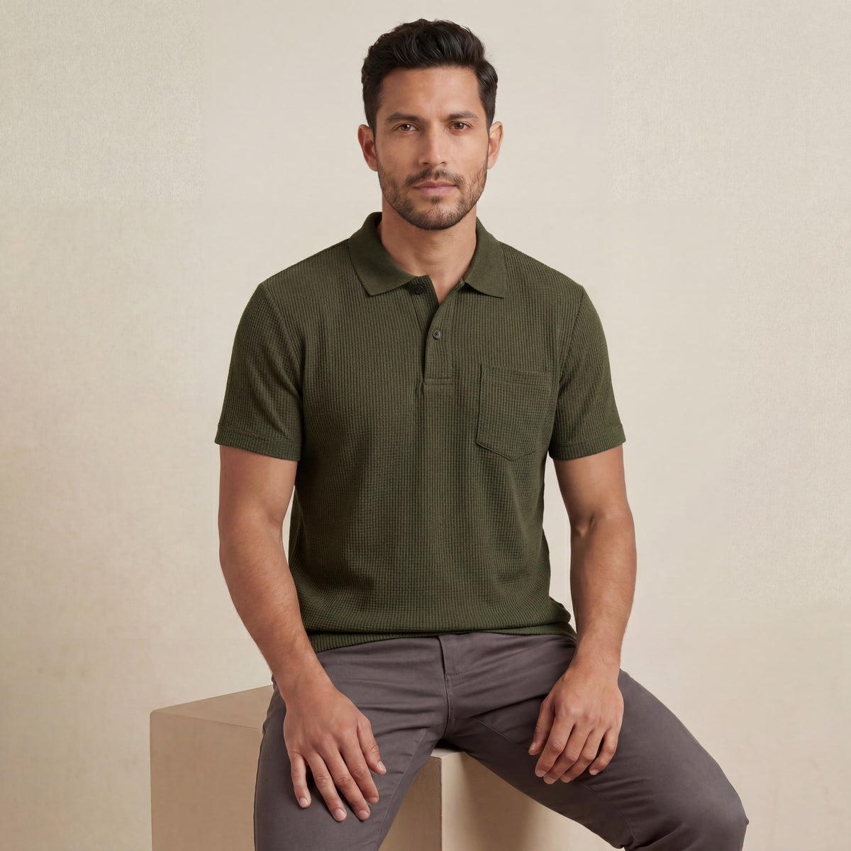 Camisero - Waffle - Verde olivo